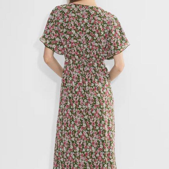 Aritzia Wilfred Terrace Dress Chiffon V Neck Dress Floral XS *Altered - Picture 2 of 13